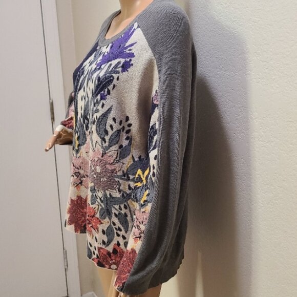 ALDOMARTINS FLORAL PRINT OVERSIZED KNIT SWEATER TUNIC PULLOVER sz S - Picture 4 of 7